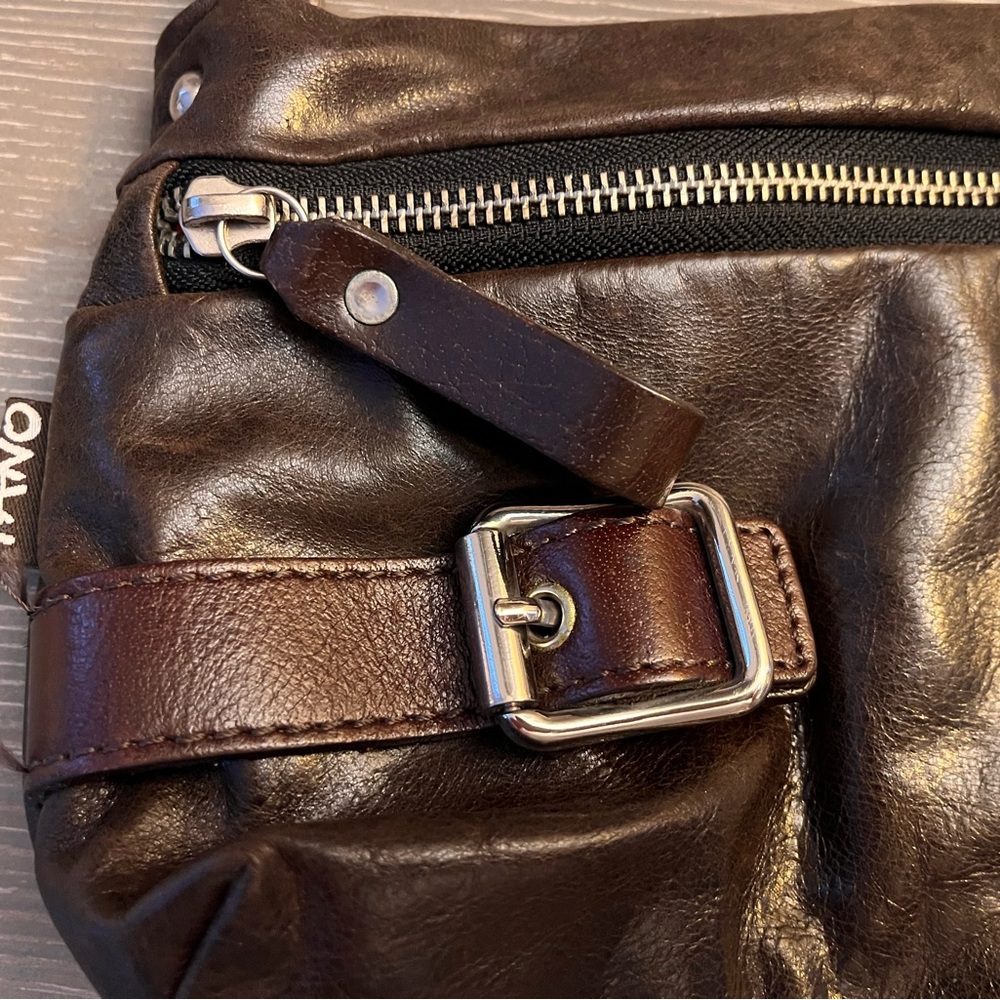 TANO Brown Leather Shoulder Handbag, Made in Italy